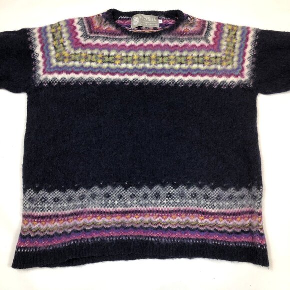 Bosie Fair Isle Wool Knit Pullover Crewneck Sweater Jumper Size Large Scotland - Picture 3 of 8